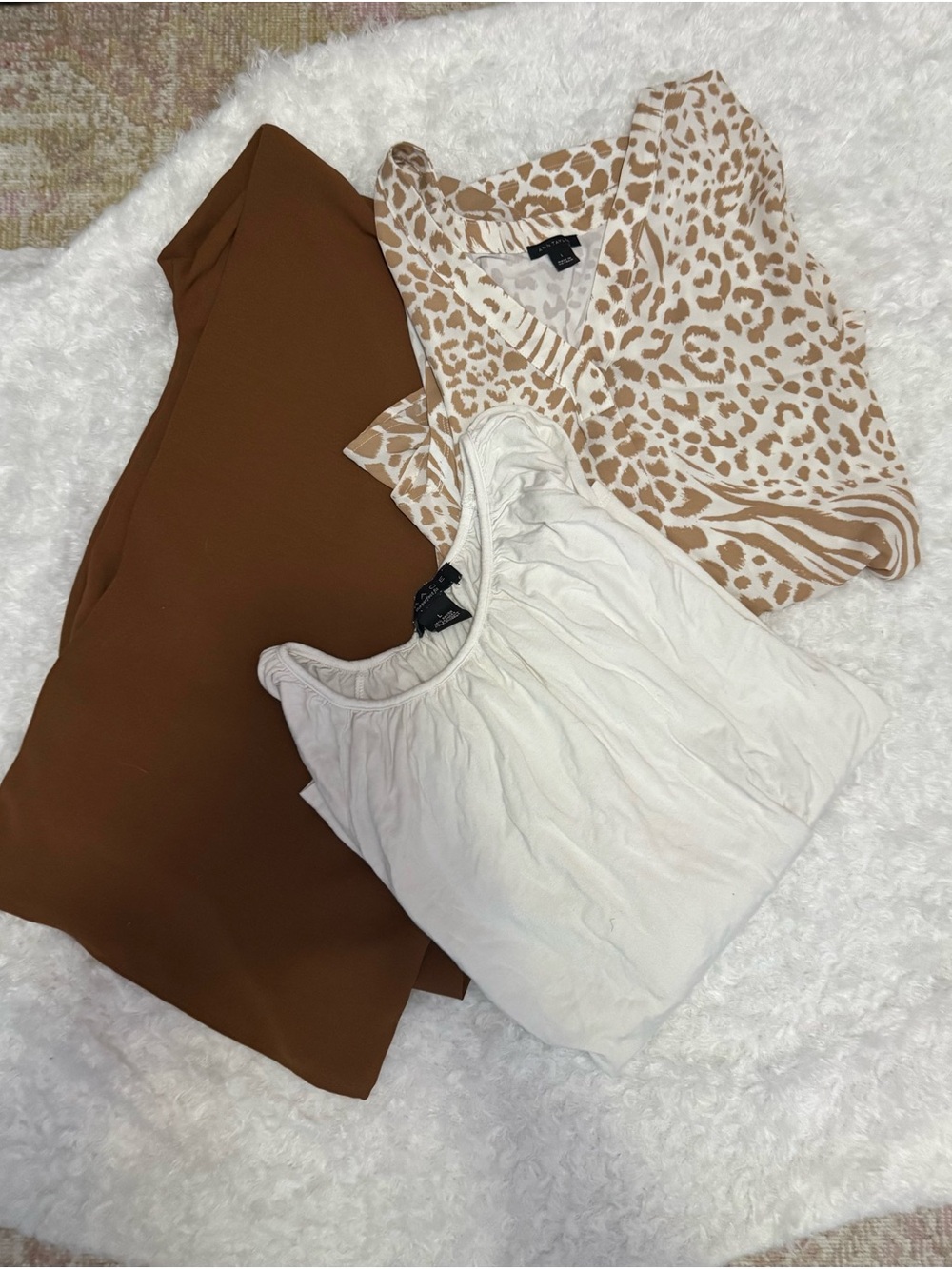BUNDLE - Ann Taylor Cream & Brown Leopard V‑Neck Tunic